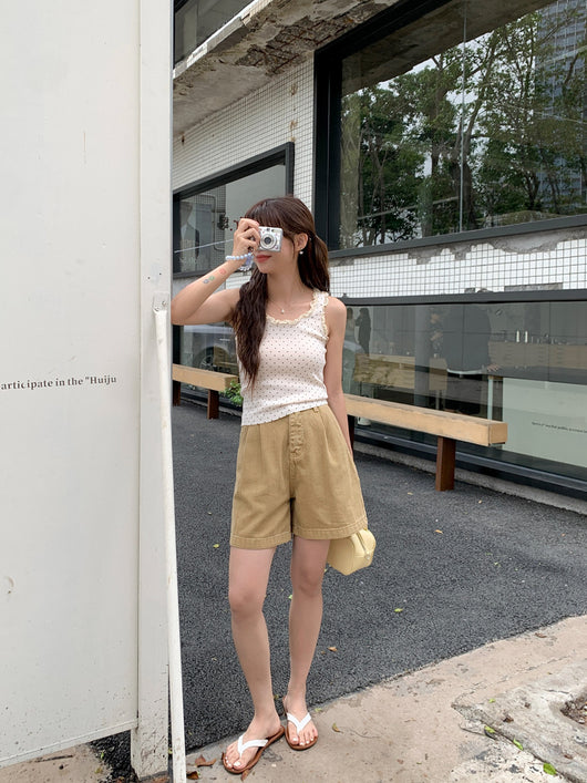 Pantalón Cropped Casual de Talle Alto con Pliegues Reductores - Image 62