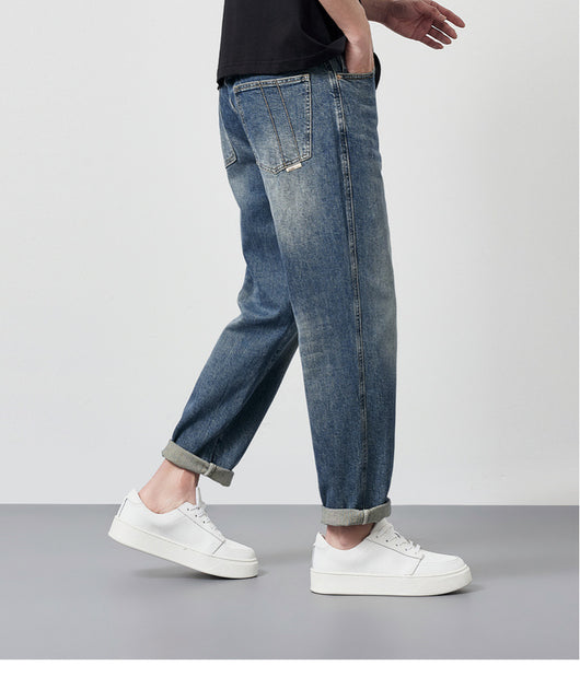 Pantalones Vaqueros Rectos Lavados Versátiles para Hombre - Image 8