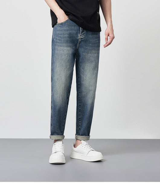 Pantalones Vaqueros Rectos Lavados Versátiles para Hombre - Image 10
