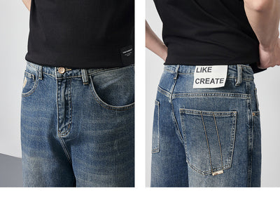 Pantalones Vaqueros Rectos Lavados Versátiles para Hombre - Image 11