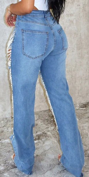 Pantalones Rectos con Adornos de Cadena de Cuentas - Image 18