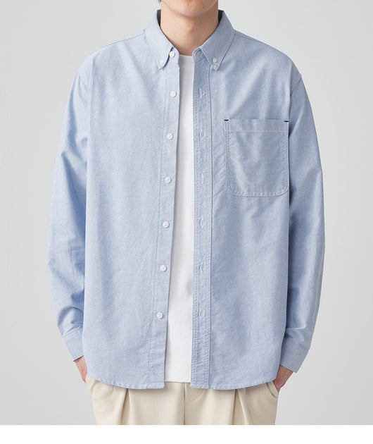 Camisa Oxford Manga Larga Color Sólido - Image 12