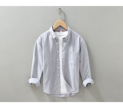 Camisa Oxford de Manga Larga para Hombre - Casual y Versátil - Image 22