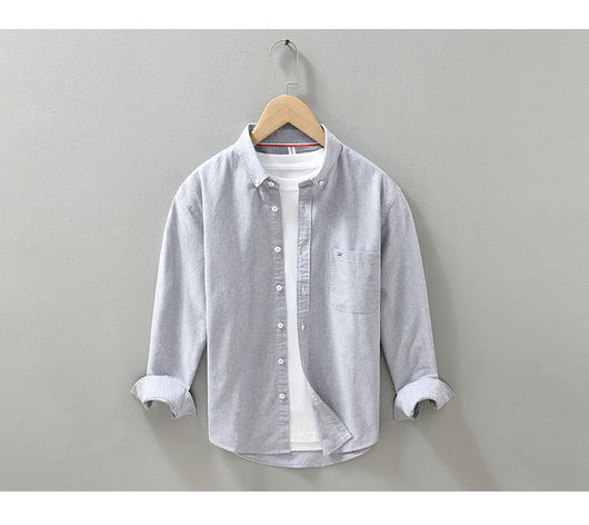 Camisa Oxford de Manga Larga para Hombre - Casual y Versátil - Image 22