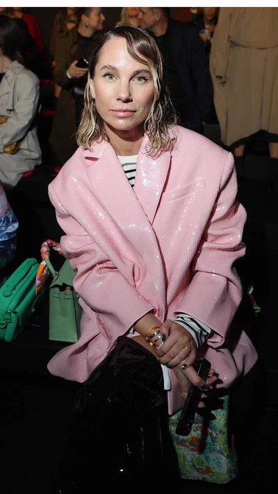 Blazer Suelto Doble Botonadura Rosa Raíz de Loto con Lentejuelas - Image 18