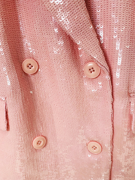 Blazer Suelto Doble Botonadura Rosa Raíz de Loto con Lentejuelas - Image 24