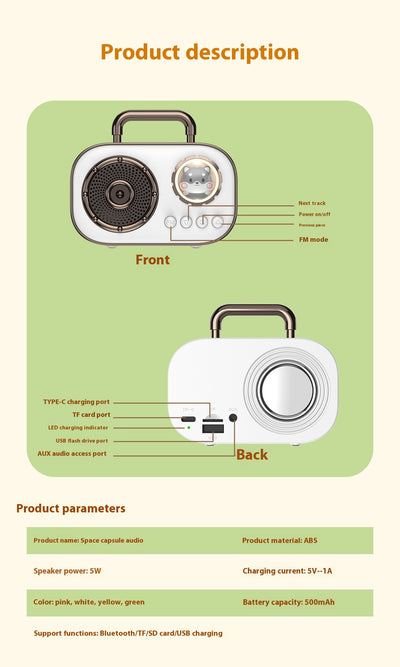Parlante Bluetooth Retro Portátil para el Hogar - Image 15