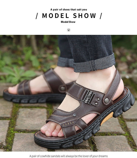 Sandalias Pantuflas Casuales de Cuero Genuino con Suela Antideslizante - Image 32