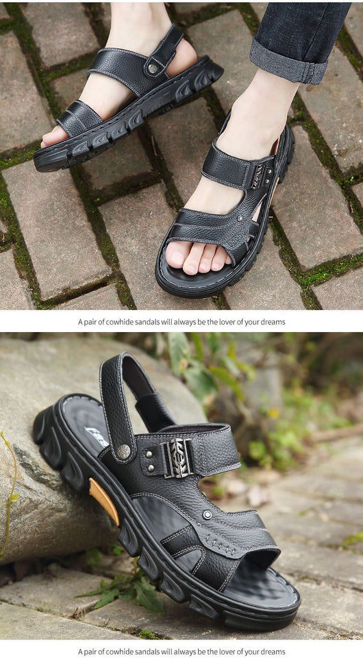 Sandalias Pantuflas Casuales de Cuero Genuino con Suela Antideslizante - Image 33