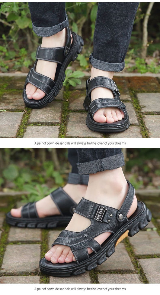 Sandalias Pantuflas Casuales de Cuero Genuino con Suela Antideslizante - Image 34