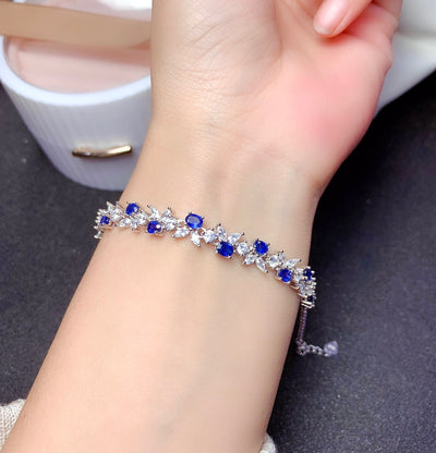 Pulsera de Plata Esterlina Chapada en Oro con Zafiro Incrustado - Image 6