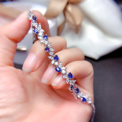 Pulsera de Plata Esterlina Chapada en Oro con Zafiro Incrustado - Image 10