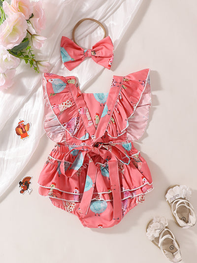 Vestido Infantil Pollo Cartoon con Mangas Volantes - Image 38