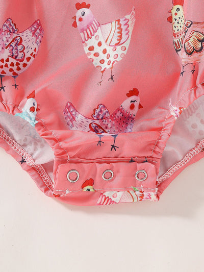 Vestido Infantil Pollo Cartoon con Mangas Volantes - Image 40