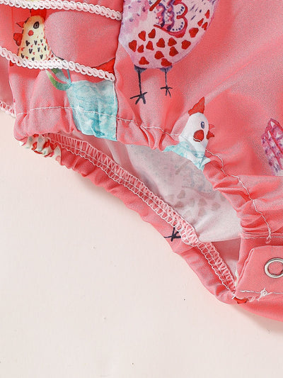 Vestido Infantil Pollo Cartoon con Mangas Volantes - Image 42