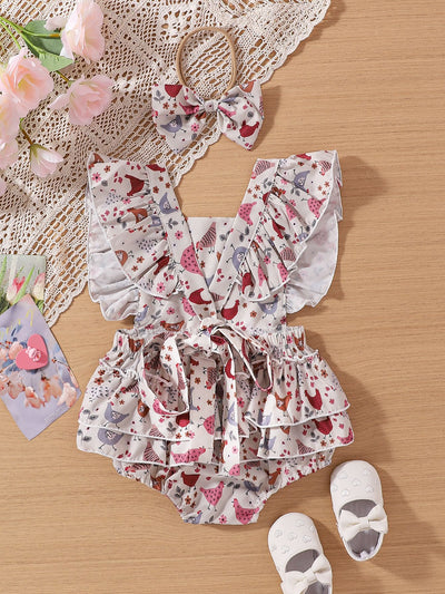 Vestido Infantil Pollo Cartoon con Mangas Volantes - Image 44