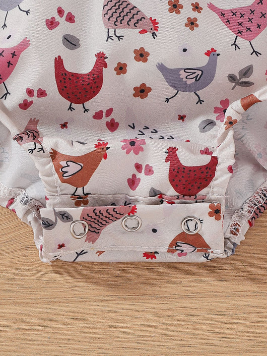Vestido Infantil Pollo Cartoon con Mangas Volantes - Image 45