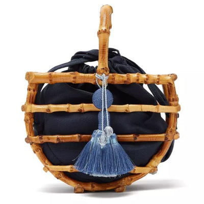 Bolso Bambú Artesanal Estilo Antiguo con Borlas - Diseño Semicircular para Vacaciones - Image 12