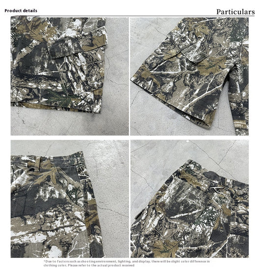 Pantalones Cargo Cortos Camuflaje Ramas Lavado - Multibolsillos - Image 22
