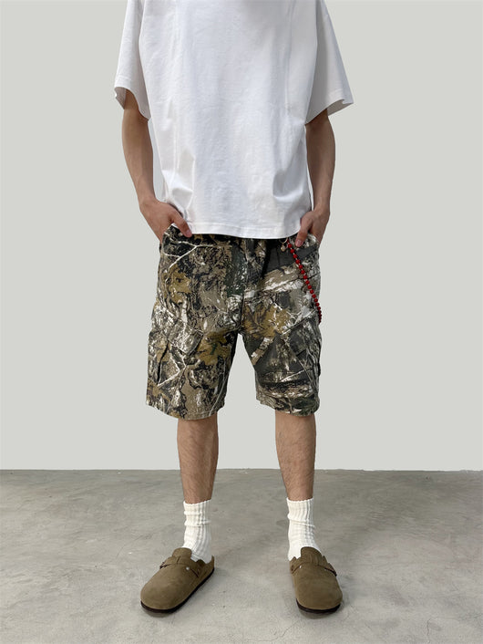 Pantalones Cargo Cortos Camuflaje Ramas Lavado - Multibolsillos - Image 24