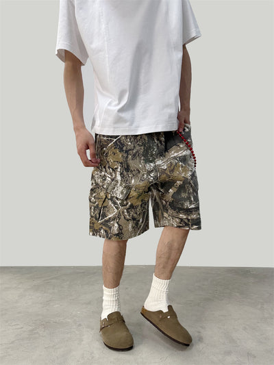 Pantalones Cargo Cortos Camuflaje Ramas Lavado - Multibolsillos - Image 27