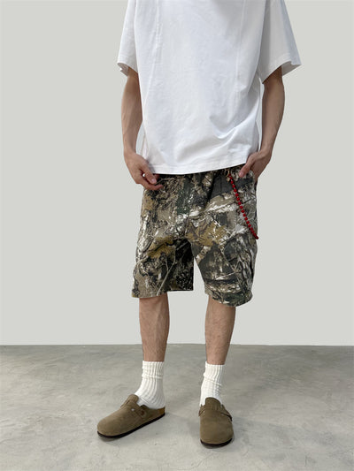 Pantalones Cargo Cortos Camuflaje Ramas Lavado - Multibolsillos - Image 32