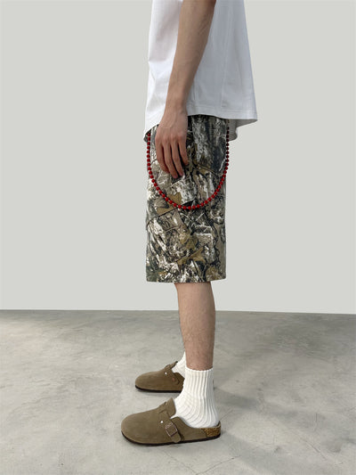 Pantalones Cargo Cortos Camuflaje Ramas Lavado - Multibolsillos - Image 34