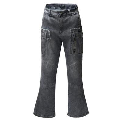 Pantalones Jeans Acampanados con Múltiples Bolsillos para Hombre - Image 24