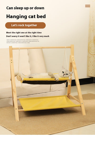 Hamaca Doble para Gatos de Madera - Cama Térmica 4 Estaciones - Image 10