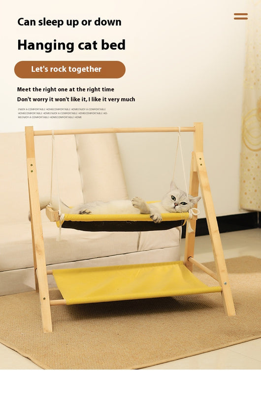 Hamaca Doble para Gatos de Madera - Cama Térmica 4 Estaciones - Image 10