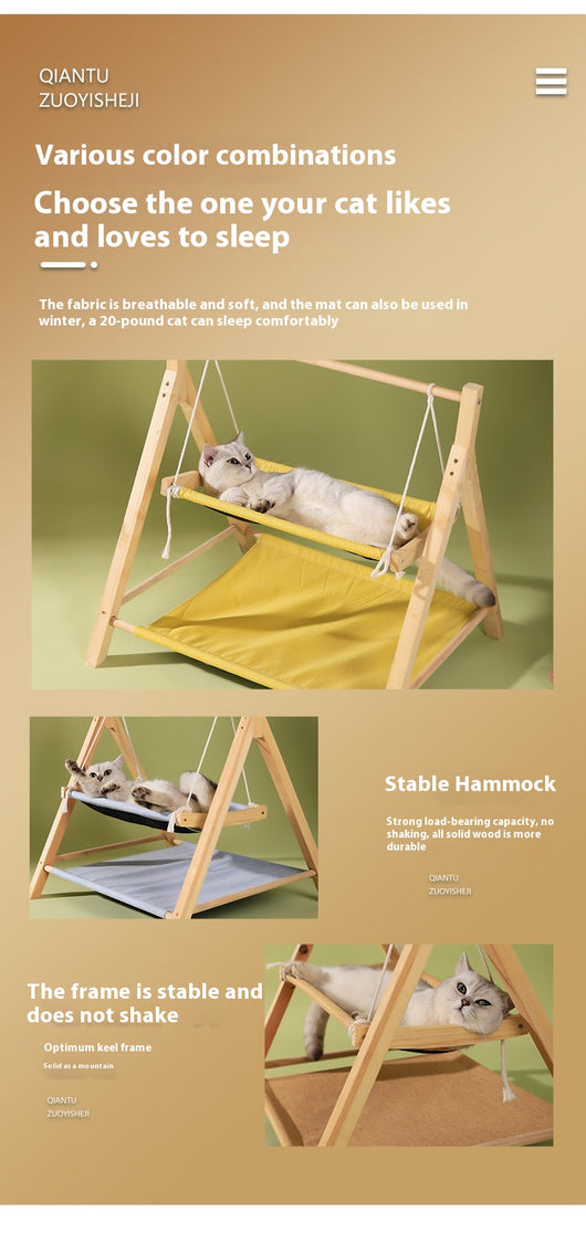 Hamaca Doble para Gatos de Madera - Cama Térmica 4 Estaciones - Image 13