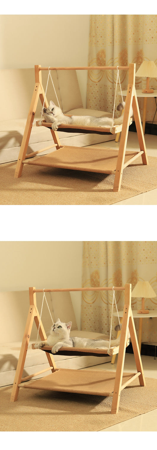 Hamaca Doble para Gatos de Madera - Cama Térmica 4 Estaciones - Image 14