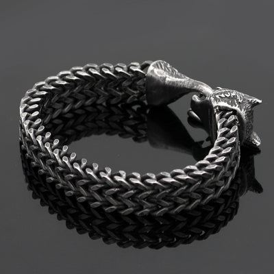 Pulsera para Hombre de Acero con Eslabón Cubano y Cabeza de Lobo - Image 8