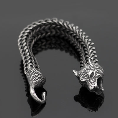 Pulsera para Hombre de Acero con Eslabón Cubano y Cabeza de Lobo - Image 9