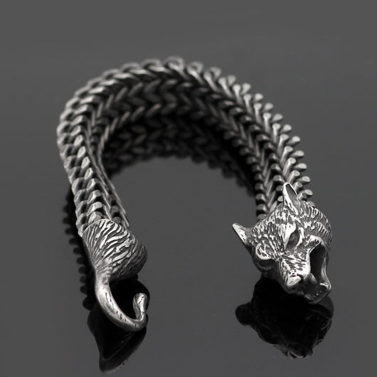 Pulsera para Hombre de Acero con Eslabón Cubano y Cabeza de Lobo - Image 9