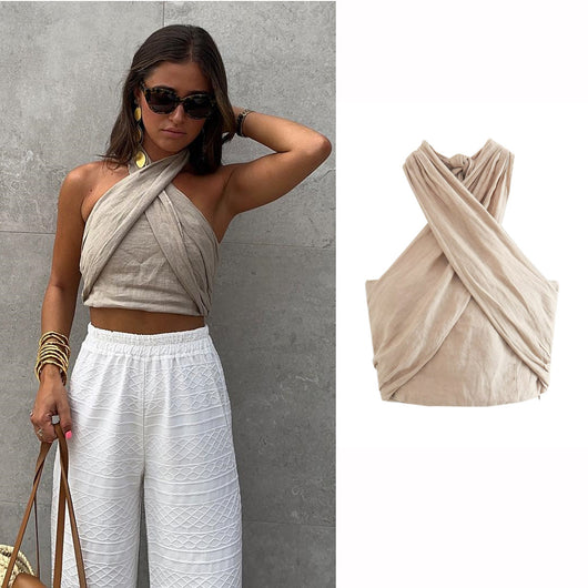 Top Halter de Lino Versátil para Mujer - Diseño Minimalista - Image 36