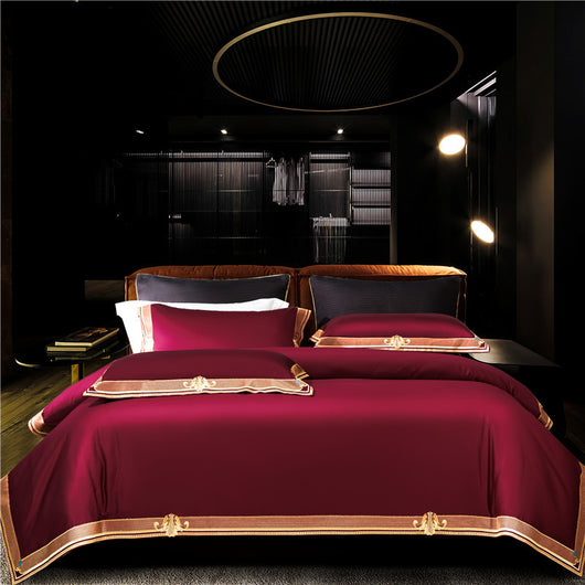 Juego de Cama Algodón Puro Lujo Vino Tinto - Image 11