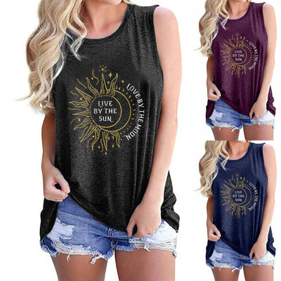 Chaleco Mujer Estampado Girasol Luna y Sol - Cuello Redondo Sin Mangas - Image 12