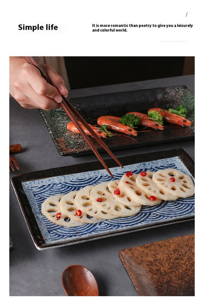 Plato Rectangular de Cerámica Estilo Japonés para Sushi y Presentación - Image 37