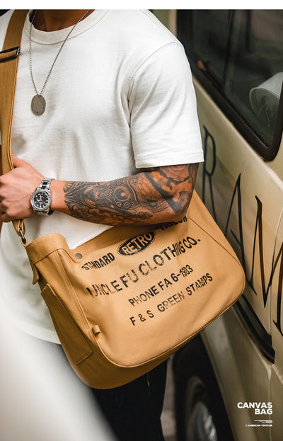 Bolsa Mensajera Retro de Gran Capacidad en Lona con Estilo Vintage - Image 18