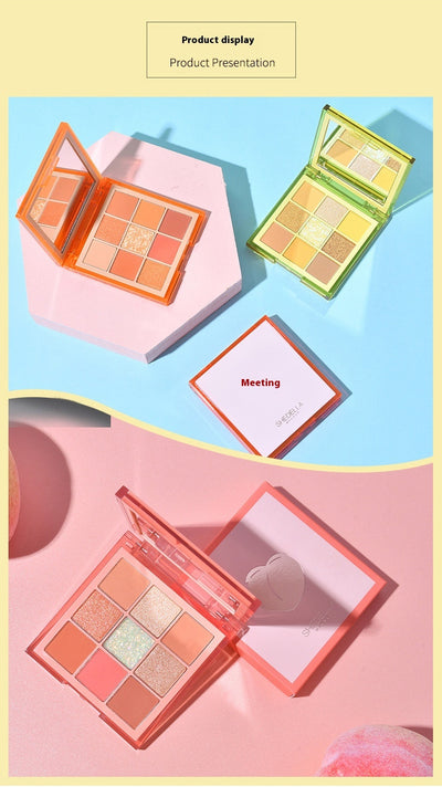 Paleta de Sombras 9 Colores con Brillo - Tonos Tierra y Naranja para Maquillaje Profesional - Image 15