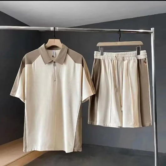 Conjunto de Verano para Hombre: Camiseta Manga Corta con Costuras Contrastantes + Shorts Casuales - Image 37