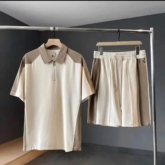 Conjunto de Verano para Hombre: Camiseta Manga Corta con Costuras Contrastantes + Shorts Casuales - Image 49