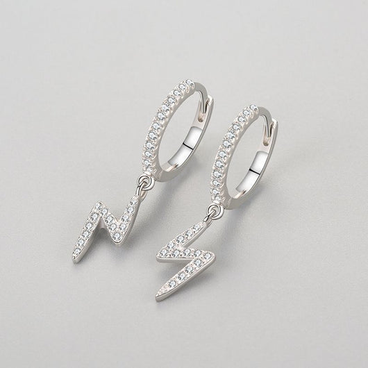 Aretes de Plata 925 Diseño Geométrico Rayo - Image 9