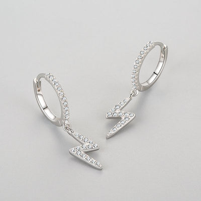 Aretes de Plata 925 Diseño Geométrico Rayo - Image 11