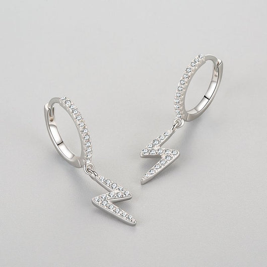 Aretes de Plata 925 Diseño Geométrico Rayo - Image 11