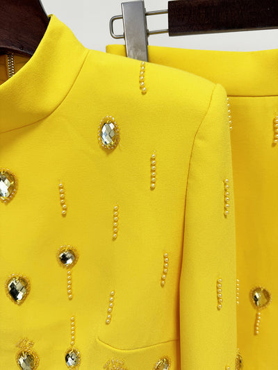 Conjunto Elegante con Top Corto y Falda Larga - Detalles de Diamantes y Abalorios - Image 36