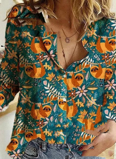 Blusa Estampada de Solapa y Manga Larga para Mujer - Image 18
