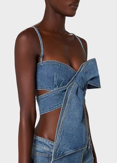 Top Bandeau Denim Corto con Moño - Diseño Sexy y Fresco - Image 28