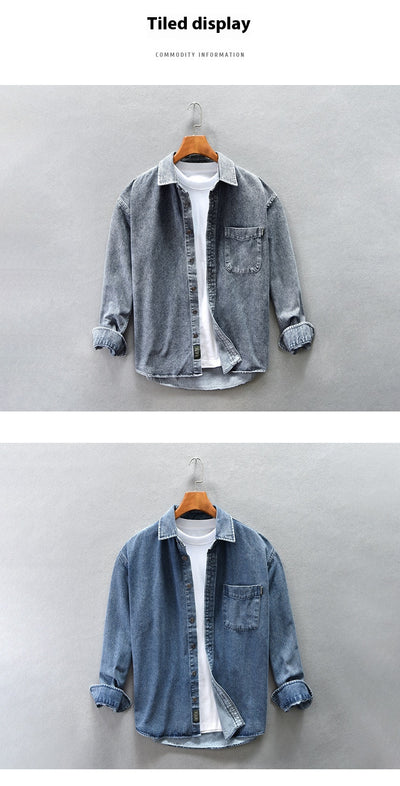 Camisa Denim Holgada con Hombros Caídos para Hombre - Image 27